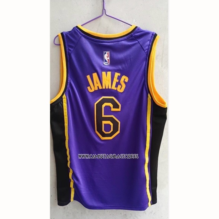 LeBron James NO 6 Camiseta Los Angeles Lakers Statement 2022-23 Violeta